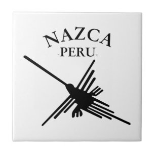 Nazca Peru Hummingbird with Curved Text Kakelplatta