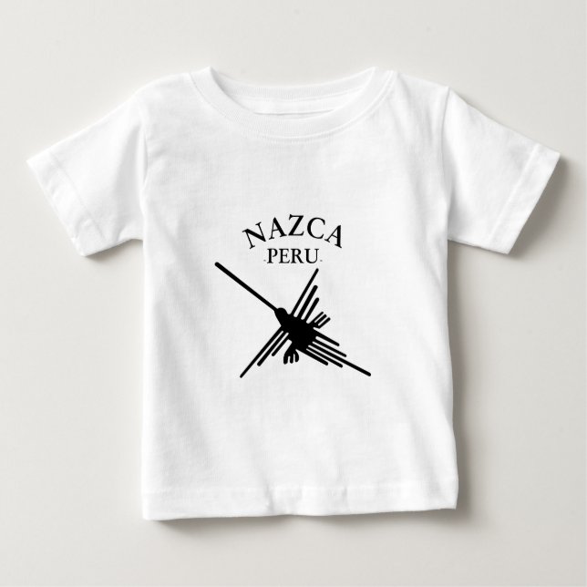 Nazca Peru Hummingbird with Curved Text Tee Shirt (Framsida)