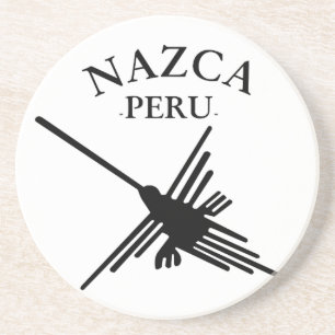 Nazca Peru Hummingbird with Curved Text Underlägg Sandsten