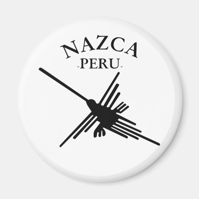 Nazca Peru Kolibri Med Böjd Text Magnet (Framsidan)