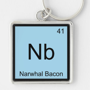 Nb - Narwhal Bacon Kemiskt Elemente Symbol T-shirt Fyrkantig Silverfärgad Nyckelring