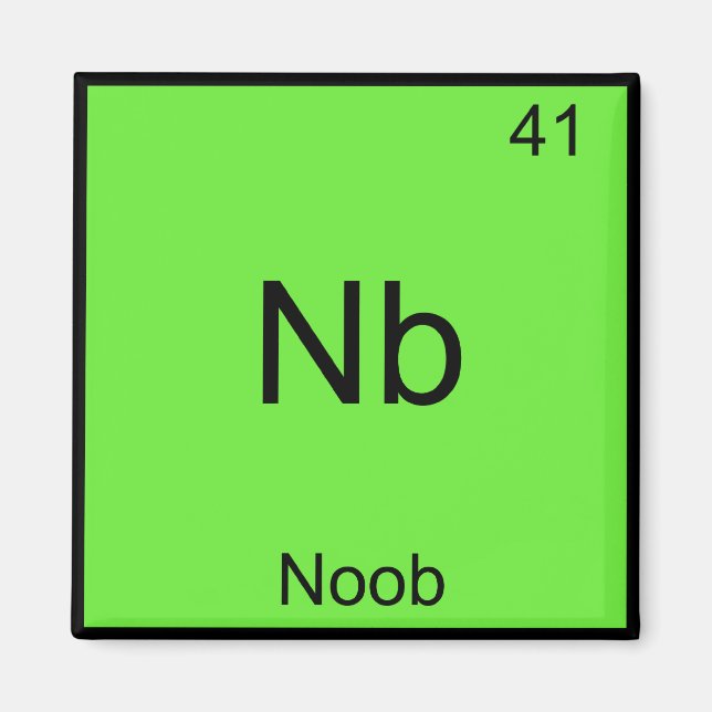 NB - Noob Chemistry Inslag Symbol Funny Newbie Magnet (Framsidan)