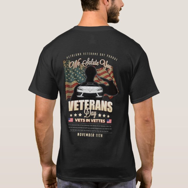 NBCA Petaluma Veterans Day Parad Vets in Vettes T Shirt (Baksida)
