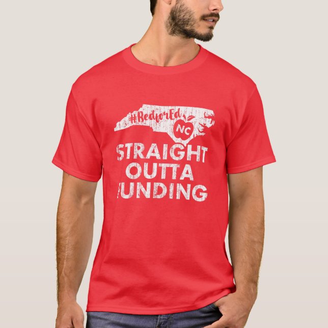 NC Red for Ed - North Carolina Teacher Strejka T Shirt (Framsida)