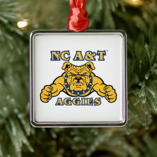 NC&T-aggier Aggie Bulldog Julgransprydnad Metall