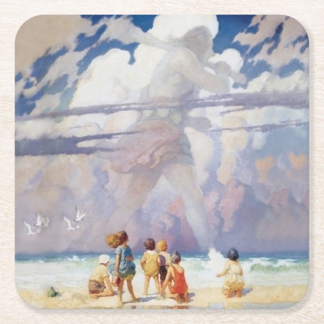 NC Wyeth Giant Artwork Beach Coastal Underlägg Papper Kvadrat (Framsidan)