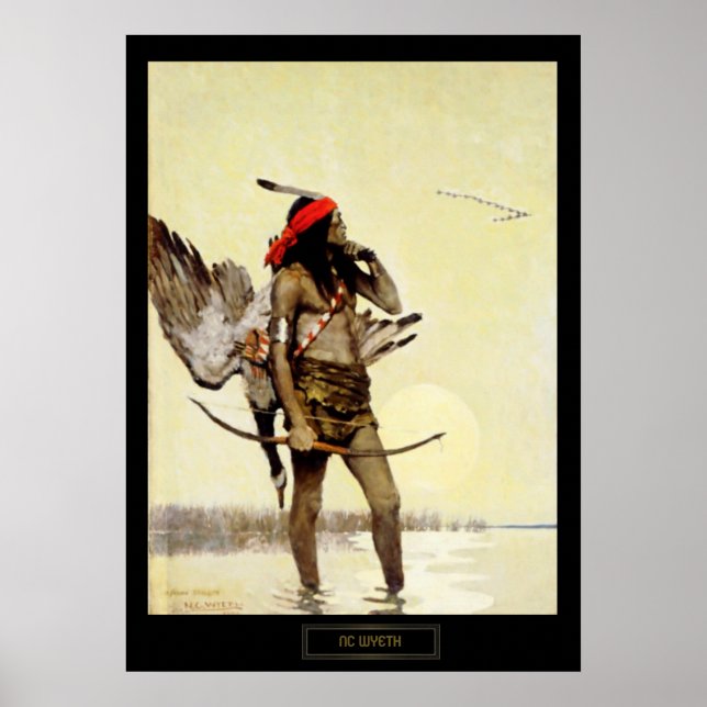 NC Wyeth Historical Painting Native Indian Hunting Poster (Framsidan)