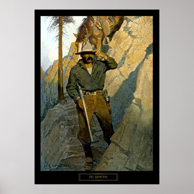 NC Wyeth historisk målning "Sheriffen" Poster (Framsidan)