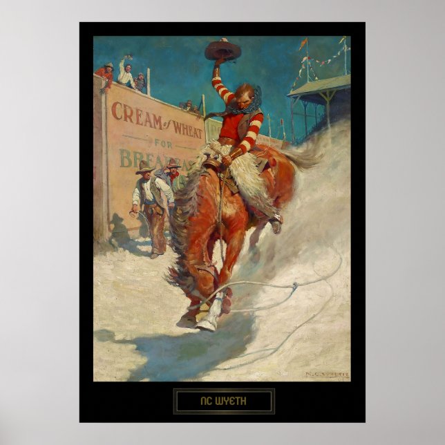 NC Wyeth historiska målning "The Rodeo" Poster (Framsidan)