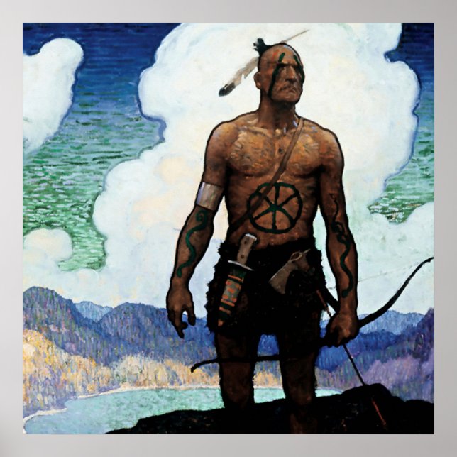 NC Wyeth-målning 'Last of the Mohicans' Poster (Framsidan)
