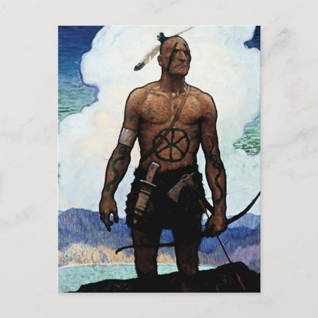 NC Wyeth-målning 'Last of the Mohicans' Vykort (Framsida)