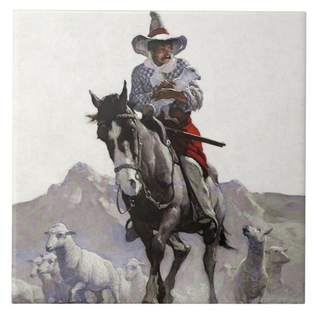 NC Wyeth räddade Western konst Kakelplatta (Framsidan)