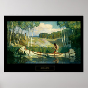 NC Wyeth västerländsk målning Indian Love Call Poster