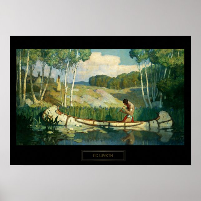 NC Wyeth västerländsk målning Indian Love Call Poster (Framsidan)