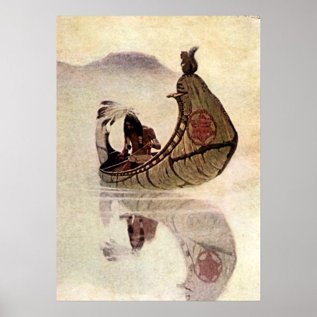 NC Wyeths historiska målning Hiawatha Poster (Framsidan)