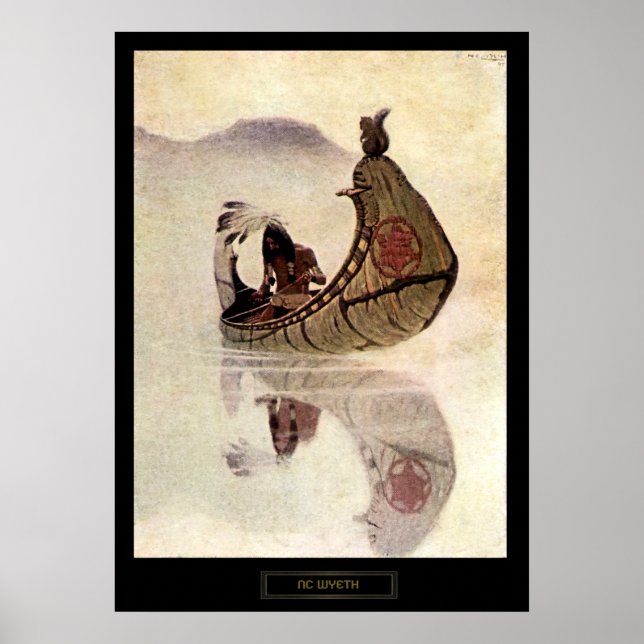 NC Wyeths historiska målning Hiawatha Poster (Framsidan)