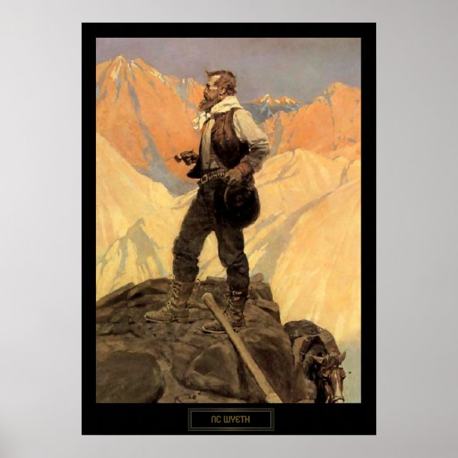 NC Wyeths historiska målning "The Prospector" Poster (Framsidan)