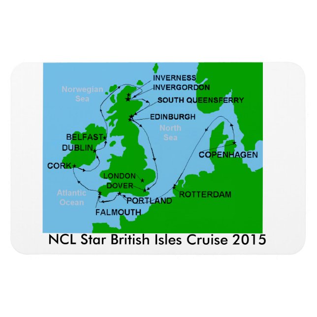NCL Star British Isles Cruise 2015 Magnet (Horisontell)