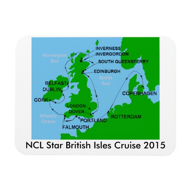 NCL Star British Isles Cruise 2015 Magnet (Horisontell)