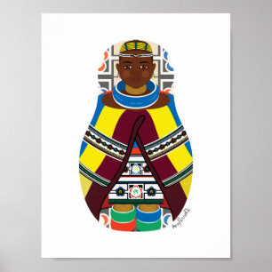 Ndebele, sydafrikanska Matryoshka Poster