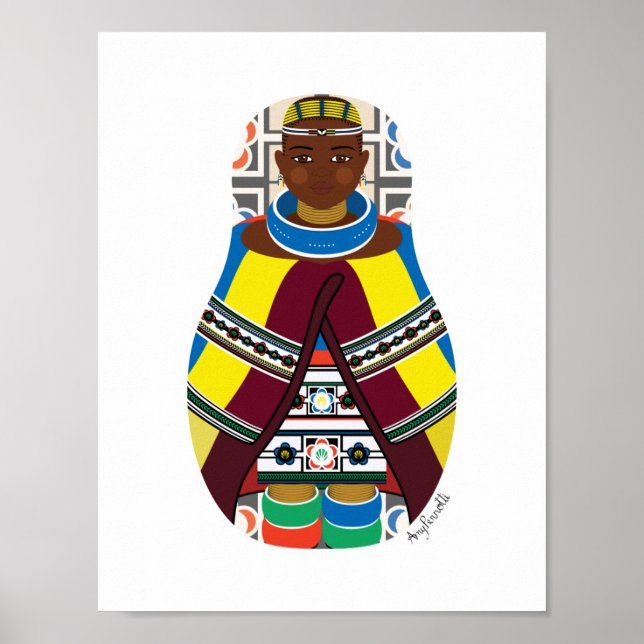 Ndebele, sydafrikanska Matryoshka Poster (Framsidan)