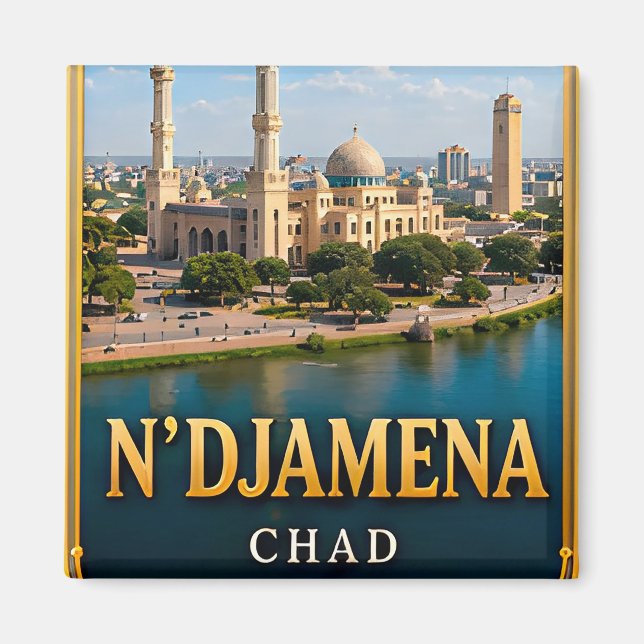 N'Djamena Chari-floden och ökenhorisonter Magnet (Framsidan)