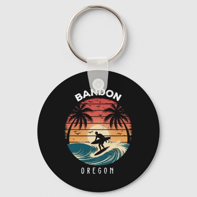 Ndon Oregon Surfbräda Vågor Strand  Nyckelring (Framsida)