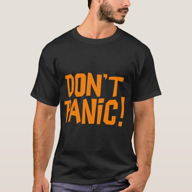 NDVH Don't Panic - Orange 1 H2G2 T Shirt (Framsida)