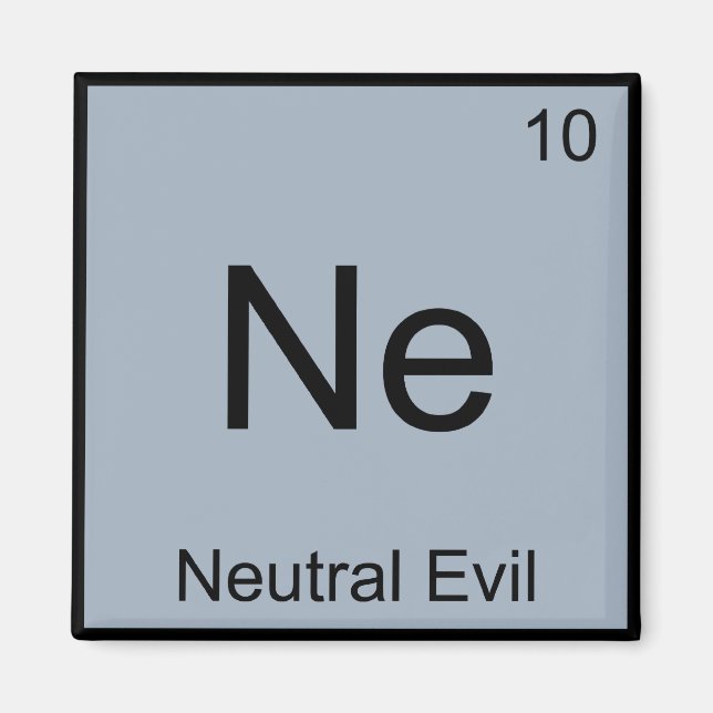 Ne - Neutral Ond Rolig Kemiskt Element Symbol T Magnet (Framsidan)