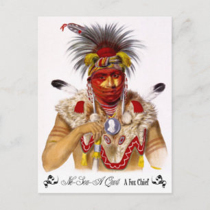 Ne-Sou-A Quoit, en Fox-chef med headdress Vykort