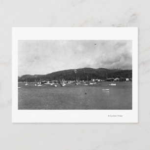 Neah Bay, WA-vy med fotografi av fiskebåtar Vykort