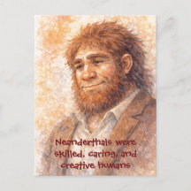 Neandertalporträtt Aquarell Rolig Postkort