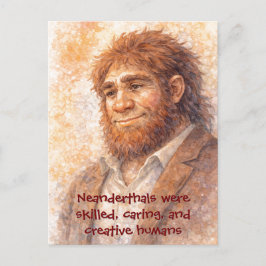 Neandertalporträtt Aquarell Rolig Postkort Helg Vykort