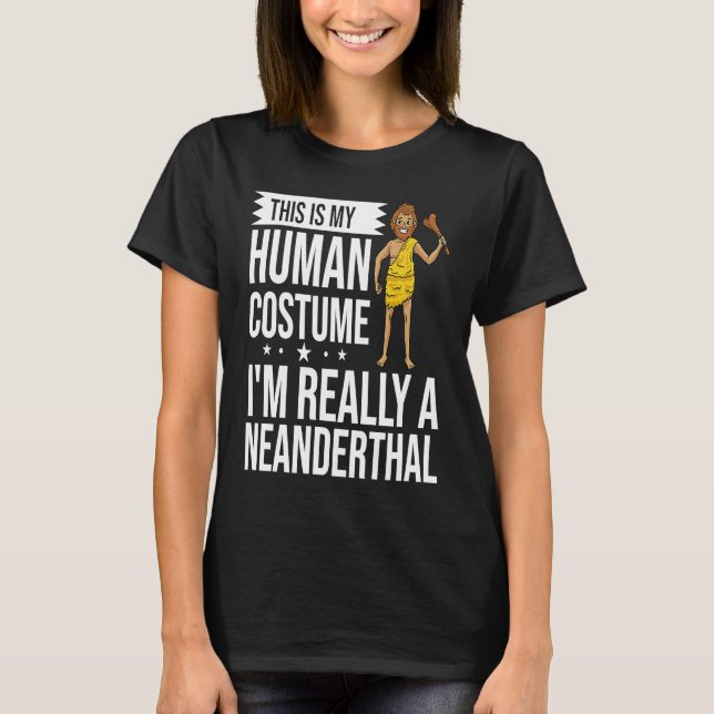 Neanderthal Grottman Dna Woman Skull T Shirt (Framsida)