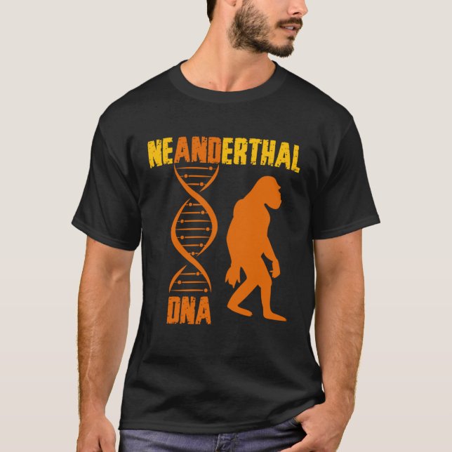 Neanderthal Primate Grottmans DNA Genetics Paleoan T Shirt (Framsida)