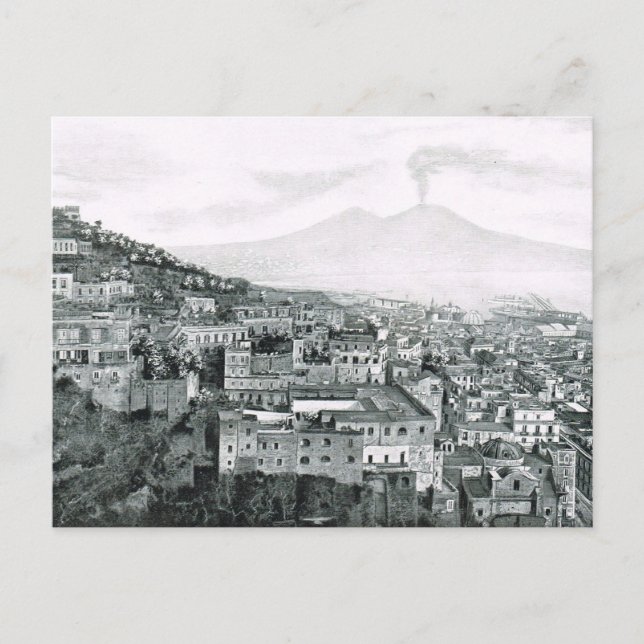 Neapel, 1908, City and Mount Vesuvius Vykort (Framsida)