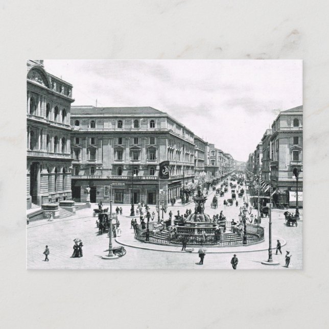 Neapel, 1908, City center och rondell Vykort (Framsida)