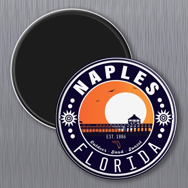 Neapel Florida Beach Retro Sunset Pier 80 s Magnet (Skapare uppladdad)