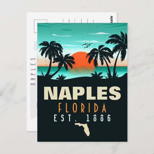 Neapel Florida Beach Retro Sunset Souvenirs 60 Vykort (Fram/baksida)