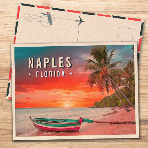 Neapel Florida Beach Tropical Handflatan Träd 1950 Vykort