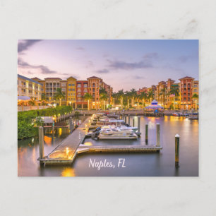 Neapel, Florida Downtown och Boats at Sunset Vykort