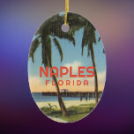 Neapel Florida med vintage pier Julgransprydnad Keramik<br><div class="desc">Neapel,  Florida med vintage bild i piren,  handflatan träd och stranden.</div>