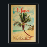 Neapel Florida Postcard Handflatan Träd Beach Vint Vykort<br><div class="desc">I Neapel Florida-konstruktionen i Vintage resor stil finns ett handflatan träd på stranden med hav och himlar.</div>