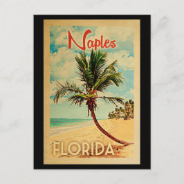 Neapel Florida Postcard Handflatan Träd Beach Vint Vykort