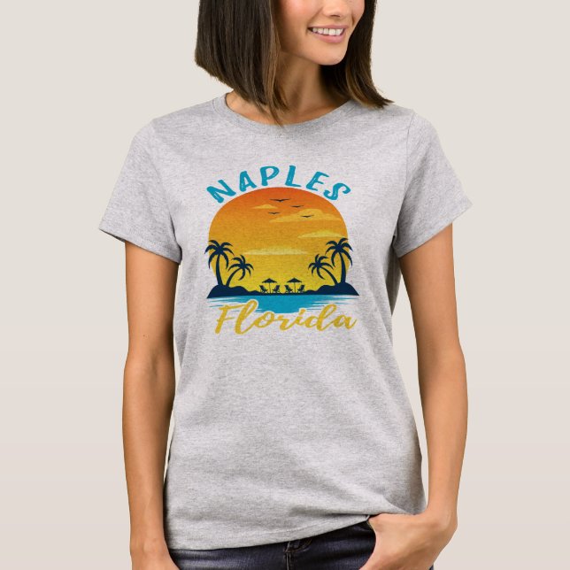 Neapel Florida Sunset Retro Vacation T Shirt (Framsida)