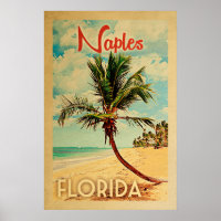 Neapel Florida Vintage Handflatan Träd Beach Poste