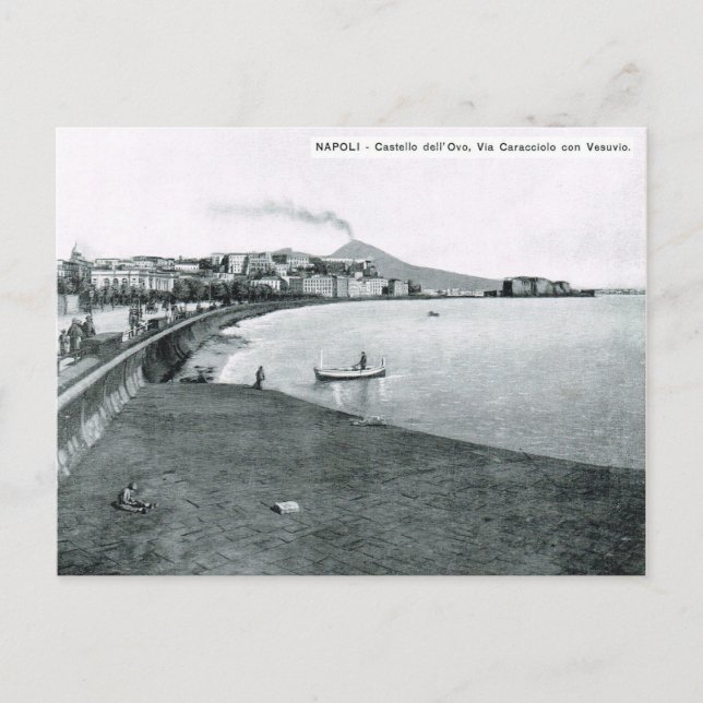 Neapel, hamn och vattenfront 1908 vykort (Framsida)