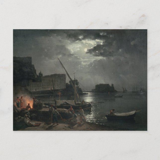 Neapel i Moonlight, 1829 Vykort (Framsida)