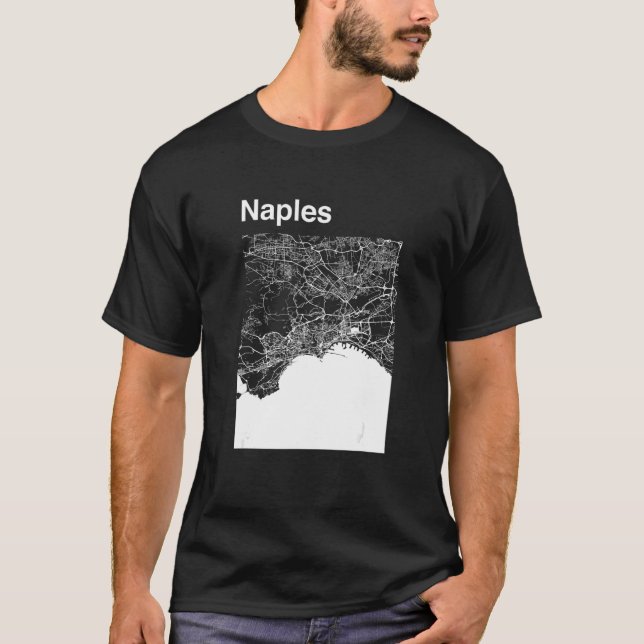 Neapel Italien Classic City Karta Graphic T Shirt (Framsida)