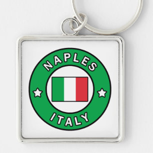 Neapel-Italien Fyrkantig Silverfärgad Nyckelring